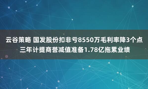 云谷策略 国发股份扣非亏8550万毛利率降3个点 三年计提商誉减值准备1.78亿拖累业绩