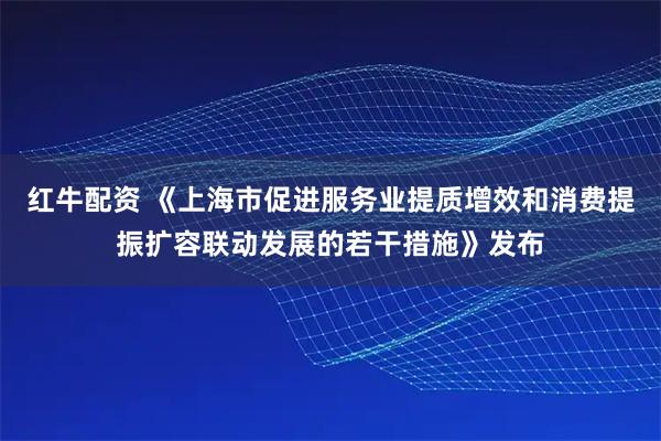 红牛配资 《上海市促进服务业提质增效和消费提振扩容联动发展的若干措施》发布