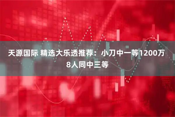 天源国际 精选大乐透推荐：小刀中一等1200万 8人同中三等
