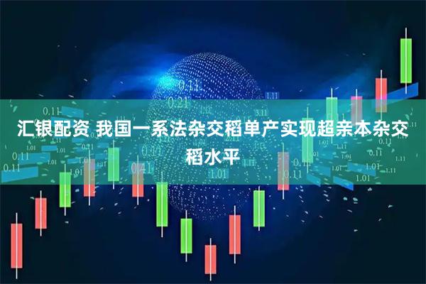 汇银配资 我国一系法杂交稻单产实现超亲本杂交稻水平